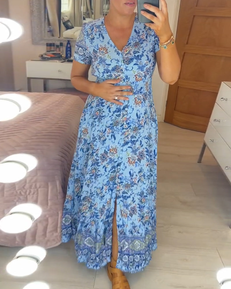 Ilse™ – Blommig maxi-klänning