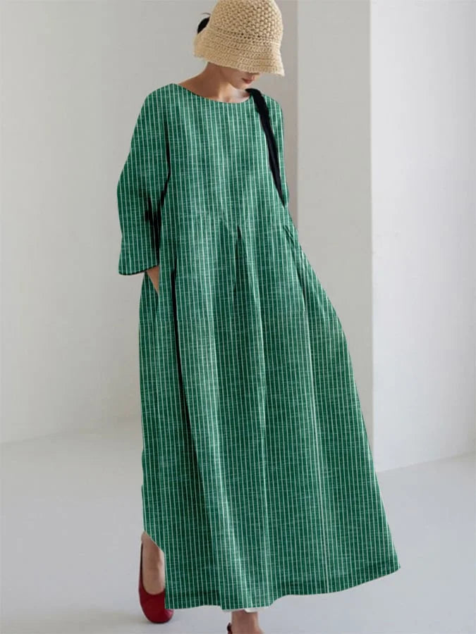OLIVIA – Retro Randig Lös Klänning