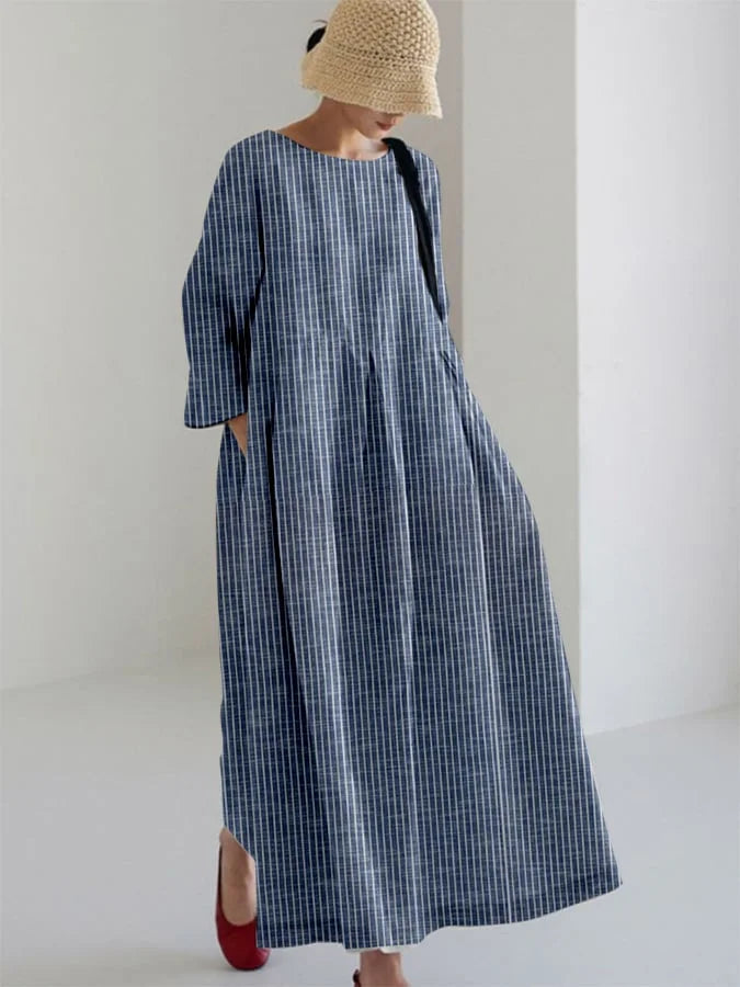 OLIVIA – Retro Randig Lös Klänning