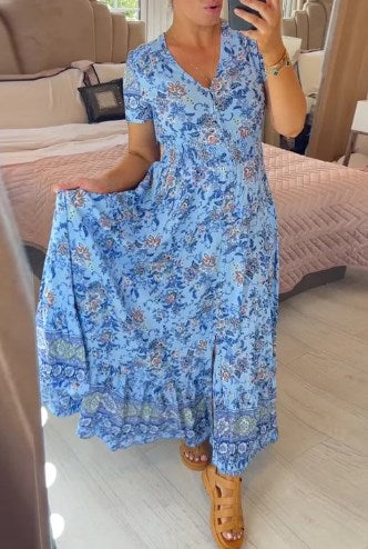 Ilse™ – Blommig maxi-klänning