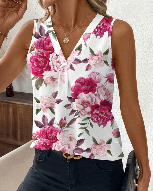 Annika™ - Blus med Rosmönster