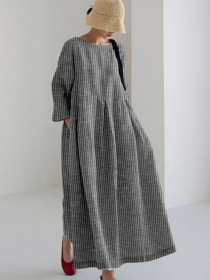 OLIVIA – Retro Randig Lös Klänning