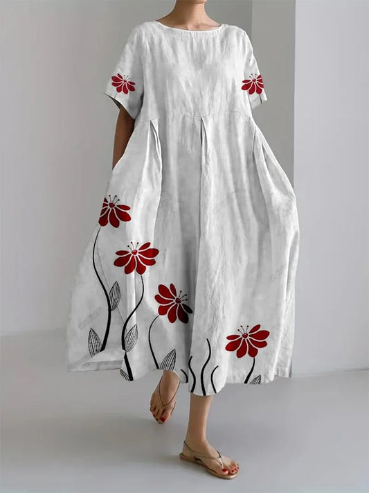 LAMYA – Lös Klänning med Botaniskt Print