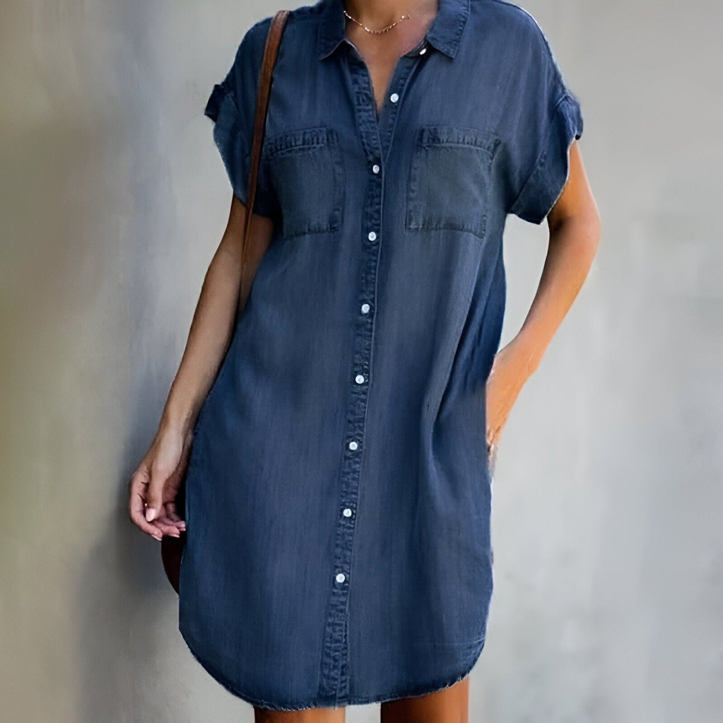 Lena™ - Avslappnad Denim-klänning