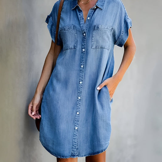 Lena™ - Avslappnad Denim-klänning